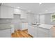 Modern kitchen features white cabinets, countertops, an island, and stylish hardware at 2889 Macon Sw Dr, Atlanta, GA 30354