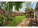 Secluded backyard oasis featuring lush gardens, a manicured lawn, and a private patio area at 65 Wisteria Blvd, Covington, GA 30016