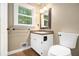 Cozy bathroom with single vanity, classic mirror, and convenient toilet at 4981 Forestglade Ct, Stone Mountain, GA 30087