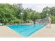 Community pool view showing the clear blue water and surrounding trees at 4314 Arbor Bridge Ct, Marietta, GA 30066