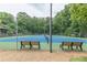Community tennis court and benches surrounded by trees at 4314 Arbor Bridge Ct, Marietta, GA 30066