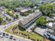 Aerial view of townhomes with convenient access to parking, roads, and businesses at 281 Cherokee Ne St, Marietta, GA 30060