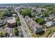 Aerial view showcasing townhomes located near a commercial district and roads at 281 Cherokee Ne St, Marietta, GA 30060