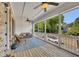Inviting screened-in porch with cozy seating, a ceiling fan, and views of the landscaped surroundings at 281 Cherokee Ne St, Marietta, GA 30060