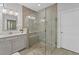 Bathroom featuring a glass shower enclosure with built in shower benches at 438 Southland Cir, Canton, GA 30115