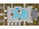 Aerial view of the community pool with an abundance of seating, landscaping, and lounge areas at 438 Southland Cir, Canton, GA 30115
