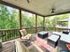 Spacious covered deck with outdoor seating, great for entertaining and enjoying nature at 7860 Bristol Valley Dr, Cumming, GA 30028