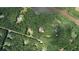 Aerial view of a wooded property featuring a home, pond, and lush greenery at 116 Woolsey Creek Trl, Fayetteville, GA 30215