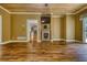 Living room features fireplace, wood floors, wood ceiling and access to backyard at 116 Woolsey Creek Trl, Fayetteville, GA 30215
