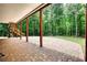 Covered brick patio with multiple support beams overlooks the wooded backyard at 116 Woolsey Creek Trl, Fayetteville, GA 30215