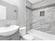 Contemporary bathroom featuring a tub, shower and grey vanity with modern finishes at 2247 Green Forrest Dr, Decatur, GA 30032
