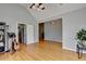 Living room with hardwood floors, guitar and high ceiling at 500 Birch Forest Ln, Alpharetta, GA 30005