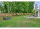 Backyard features green grass, tall trees, a seating area, a grill and a garden bed at 4170 Haynes Mill Nw Ct, Kennesaw, GA 30144