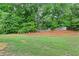 Spacious backyard with ample green space, mature trees, and a wood fence is perfect for outdoor activities at 3874 Lost Oak Dr, Buford, GA 30519