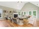 Inviting living room with vaulted ceilings, wood floors, a fireplace, and lots of natural light at 3874 Lost Oak Dr, Buford, GA 30519