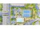 Aerial of the community's pool, playground, basketball court, and tennis courts, all conveniently located near the residences at 4448 Tacoma Trce, Suwanee, GA 30024