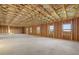Unfinished basement with cement floors, exposed wooden ceiling, and small windows at 231 Laurel Vista Dr, Canton, GA 30114