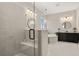Bathroom showcasing a walk-in shower, soaking tub and double vanity at 231 Laurel Vista Dr, Canton, GA 30114