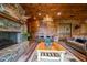 Cozy living room with a stone fireplace, wood walls, and plush seating at 23 Sunset Se Rdg, Cartersville, GA 30121