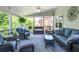 Comfortable screened porch with ample seating, ceiling fan, and views of the backyard at 5199 Beech Forest Sw Dr, Lilburn, GA 30047