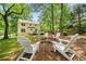 Outdoor living space includes fire pit, mature trees, a deck and room to relax or entertain at 3306 Emory Dr, Marietta, GA 30062