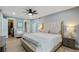 Spacious bedroom with blue walls, comfortable bed, ceiling fan, and walk-in closet at 6851 Roswell Rd # K-23, Atlanta, GA 30328
