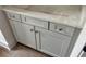 Bathroom vanity with gray cabinets and white countertops at 237 Laurel Vista Dr, Canton, GA 30114