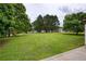 Spacious backyard with mature trees, a playground, and plenty of room to roam at 7925 Silversmith Dr, Cumming, GA 30028