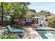 Backyard with pool and lounge area featuring mature landscaping and a covered patio at 239 Kings Hwy, Decatur, GA 30030