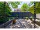 Backyard patio with privacy fence, landscaping, and seating area at 2298 Pembrook Pl, Atlanta, GA 30324