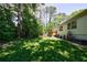 Spacious backyard featuring a lush lawn, mature trees and convenient shed for storage at 2298 Pembrook Pl, Atlanta, GA 30324