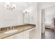Bright bathroom featuring a granite countertop, white cabinets, and modern lighting at 2499 Peachtree Ne Rd # 503, Atlanta, GA 30305