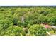 Overhead view of property showing a house surrounded by dense trees with Atlanta skyline in the background at 845 Stratford Rd, Avondale Estates, GA 30002