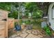 Backyard features a stone patio and wooden fence at 1063 Manigault Se St, Atlanta, GA 30316