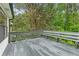 Wide angle of back deck with grey wood and rail overlooking lush green trees and foliage at 1105 Sallete Ct, Marietta, GA 30066