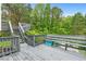 Spacious back deck offering an elevated view of the lush backyard and inviting above ground pool at 1105 Sallete Ct, Marietta, GA 30066