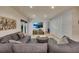 The cozy living room features a plush sofa, ottoman, and a large television at 139 Lake Reserve Way, Canton, GA 30115