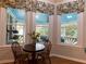 Cozy breakfast nook with a table and chairs set by bay windows with charming floral valances at 5440 Cameron Forest Pkwy, Johns Creek, GA 30022