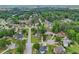 Aerial view of a suburban neighborhood with mature trees, well-maintained homes and winding streets at 771 James Cir, Lawrenceville, GA 30046