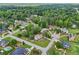 Lovely aerial view of homes in a leafy residential neighborhood with mature trees at 771 James Cir, Lawrenceville, GA 30046