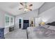 Bedroom with gray walls, gray carpet and vaulted ceiling, showing ensuite and walk-in closet at 2682 Arbor Glen Pl., Marietta, GA 30066