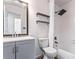 Stylish bathroom with modern fixtures, vanity, and a shower-tub combination at 4148 Kings Cswy, Ellenwood, GA 30294