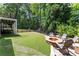 Beautiful backyard with a stone fire pit and lush landscaping at 2841 Landing Dr, Marietta, GA 30066