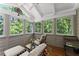 Inviting sunroom with wood floors, multiple windows offering serene views and a ceiling fan at 2841 Landing Dr, Marietta, GA 30066