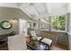 Inviting sunroom featuring wood floors, multiple windows with views, and comfortable seating at 2841 Landing Dr, Marietta, GA 30066