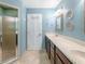 Bright bathroom with a double sink vanity, and a glass enclosed shower at 3625 Stonehenge Ne Way, Marietta, GA 30066