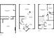 Detailed floor plan showcasing layout of rooms and dimensions for each level at 8555 Hope Mews Ct, Sandy Springs, GA 30350