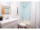 Bright bathroom featuring blue mosaic tiles in the shower/tub and a white vanity at 964 Dekalb Ne Ave # 112, Atlanta, GA 30307