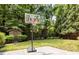 Private backyard with lush greenery, basketball hoop, and shed, perfect for outdoor activities and storage at 1014 Seaboard Nw Ave, Atlanta, GA 30318