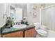 Bathroom with a single sink vanity, toilet, and walk-in shower at 1211 Fly Rod Ln, Loganville, GA 30052